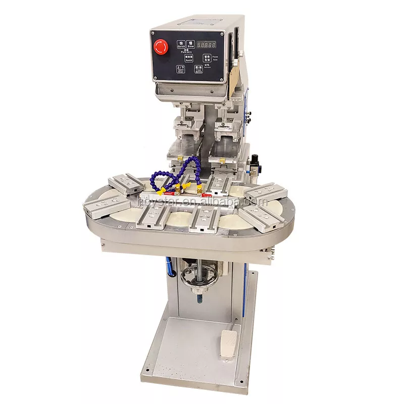 Машина за тампонен печат с двуцветна ротационна маса